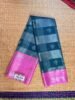 Teal Green & Pink Kanjivaram Silk Saree with Silver Checks